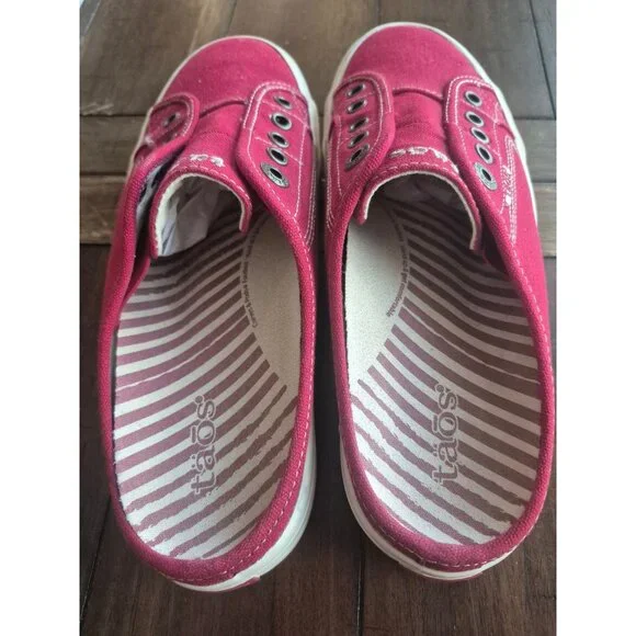 Taos Womens EZ Soul Red Canvas Slip-On Sneakers US 7.5 - Picture 2 of 6